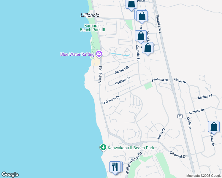 map of restaurants, bars, coffee shops, grocery stores, and more near 144 Hoolapa Street in Kihei