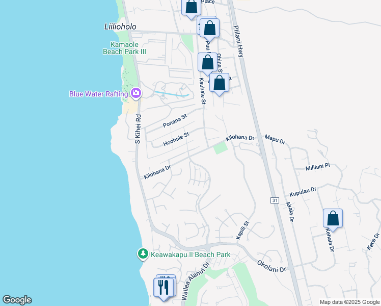 map of restaurants, bars, coffee shops, grocery stores, and more near 168 Hokai Place in Kihei
