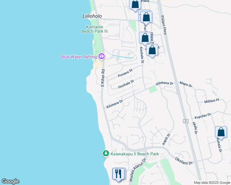 map of restaurants, bars, coffee shops, grocery stores, and more near 138 Hoolapa Street in Kihei