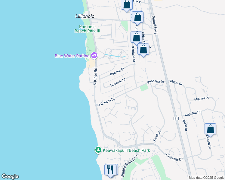 map of restaurants, bars, coffee shops, grocery stores, and more near 104 Hoolapa Street in Kihei