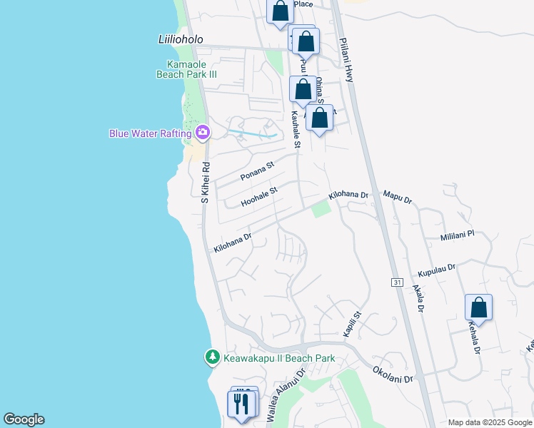 map of restaurants, bars, coffee shops, grocery stores, and more near 141 Hokai Place in Kihei