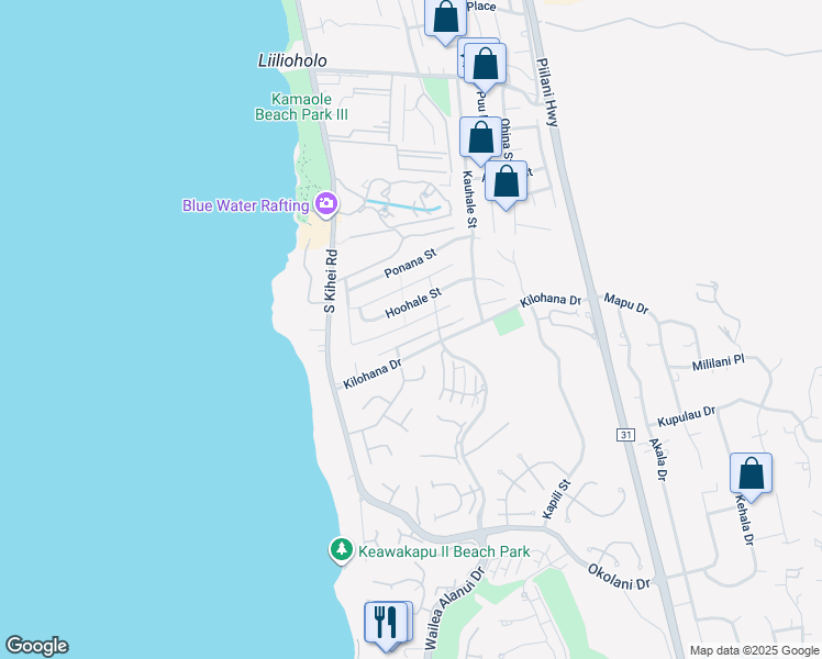 map of restaurants, bars, coffee shops, grocery stores, and more near 101 Hoolapa Street in Kihei