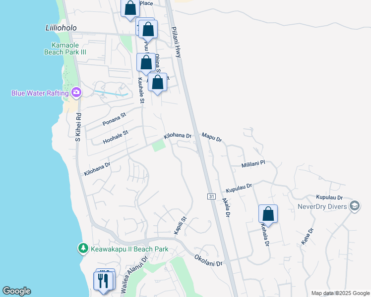 map of restaurants, bars, coffee shops, grocery stores, and more near 145 Poailani Place in Wailea-Makena