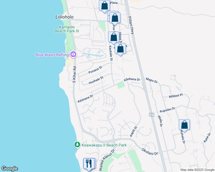 map of restaurants, bars, coffee shops, grocery stores, and more near 180 Hokai Place in Kihei