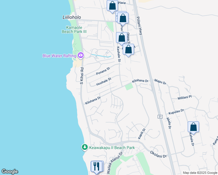 map of restaurants, bars, coffee shops, grocery stores, and more near 153 Hokai Place in Kihei