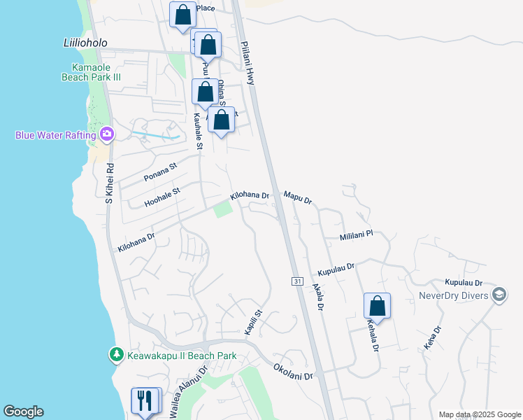 map of restaurants, bars, coffee shops, grocery stores, and more near 63 Poailani Place in Wailea-Makena