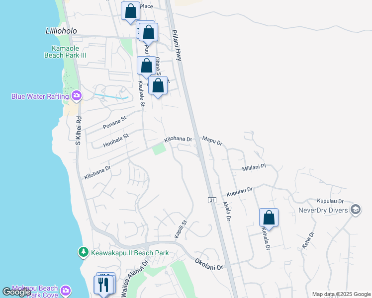 map of restaurants, bars, coffee shops, grocery stores, and more near 71 Poailani Place in Wailea-Makena