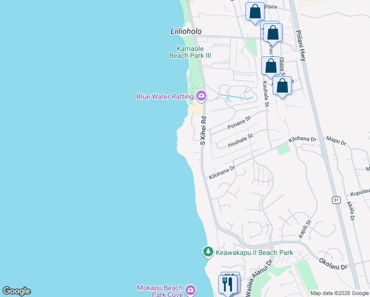 map of restaurants, bars, coffee shops, grocery stores, and more near 2960 South Kihei Road in Kihei