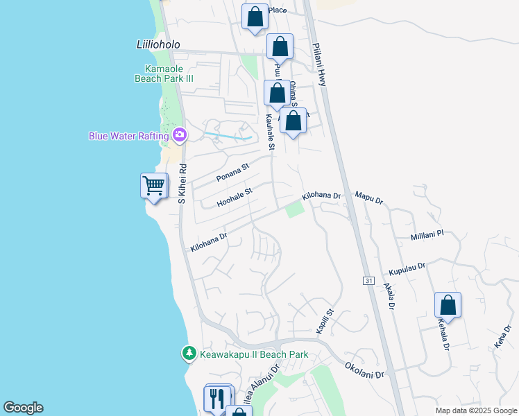 map of restaurants, bars, coffee shops, grocery stores, and more near 153 Hokai Place in Kihei