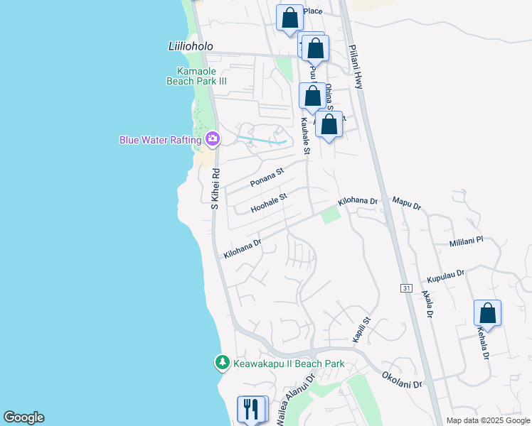 map of restaurants, bars, coffee shops, grocery stores, and more near 104 Hoolapa Street in Kihei