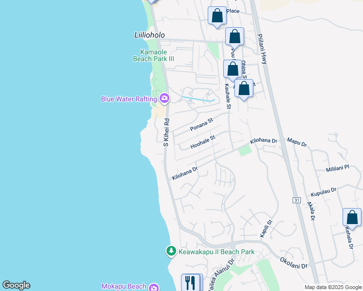 map of restaurants, bars, coffee shops, grocery stores, and more near 11 Hoohale Street in Kihei