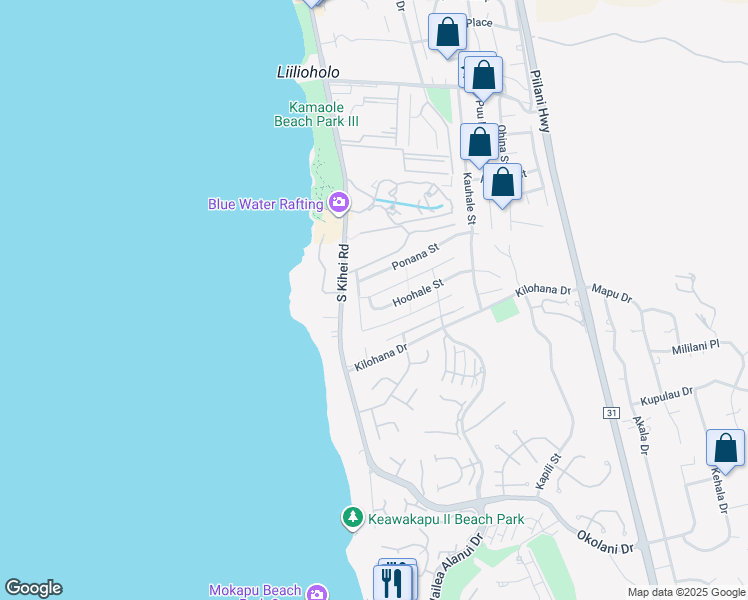 map of restaurants, bars, coffee shops, grocery stores, and more near 11 Hoohale Street in Kihei