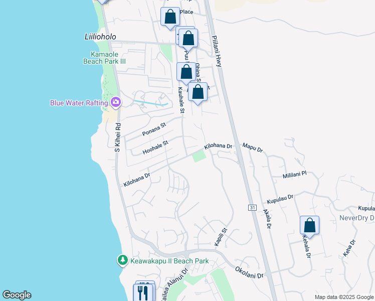 map of restaurants, bars, coffee shops, grocery stores, and more near 3011 Kauhale Street in Kihei