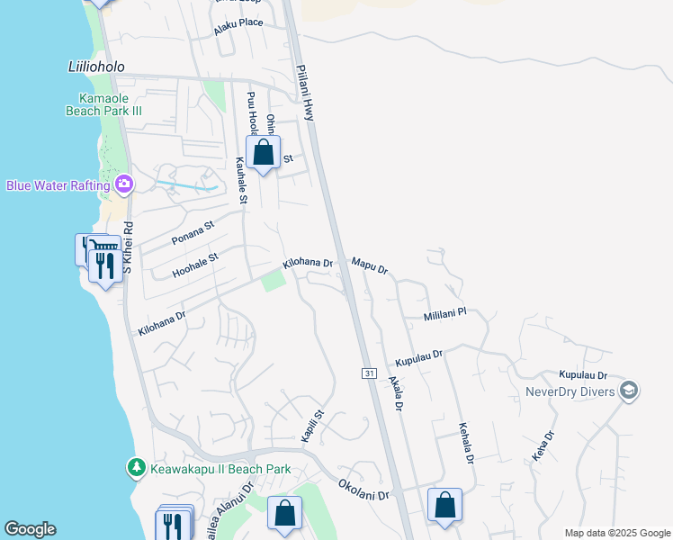 map of restaurants, bars, coffee shops, grocery stores, and more near 145 Poailani Place in Wailea-Makena