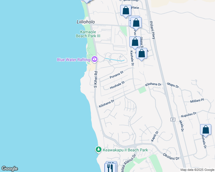 map of restaurants, bars, coffee shops, grocery stores, and more near 54 Ahekolo Street in Kihei