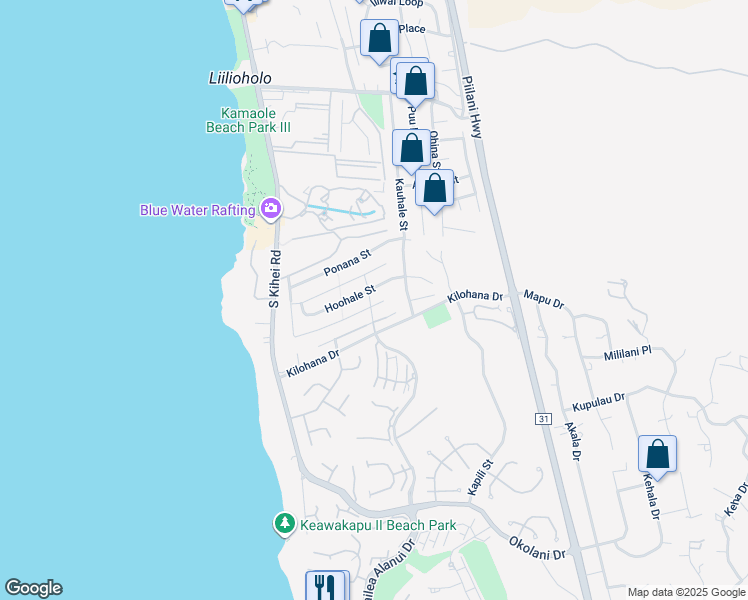 map of restaurants, bars, coffee shops, grocery stores, and more near 72 Hoolapa Street in Kihei