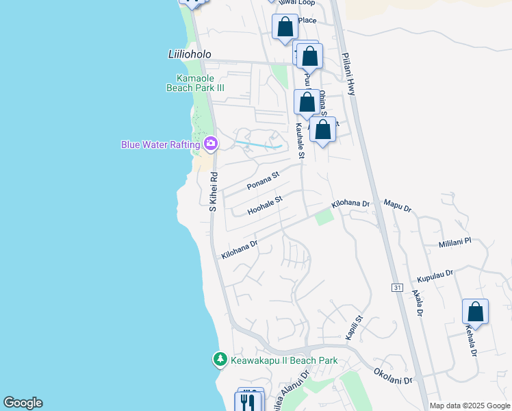 map of restaurants, bars, coffee shops, grocery stores, and more near 71 Hoohale Street in Kihei