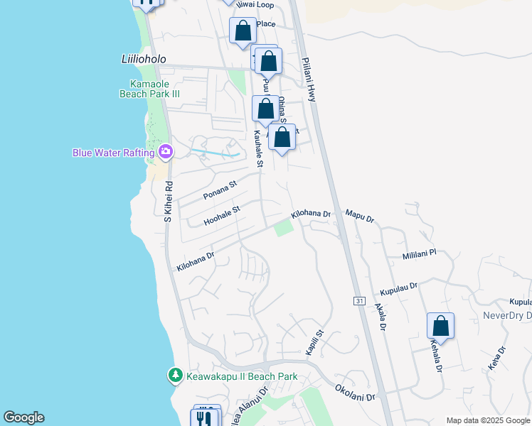 map of restaurants, bars, coffee shops, grocery stores, and more near 2995 Kauhale Street in Kihei