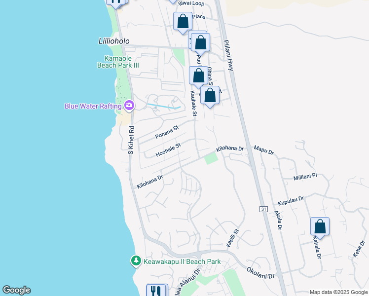 map of restaurants, bars, coffee shops, grocery stores, and more near 66 Ho'olapa Place in Kihei