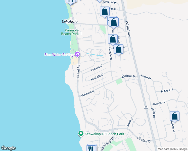 map of restaurants, bars, coffee shops, grocery stores, and more near 88 Ahekolo Street in Kihei