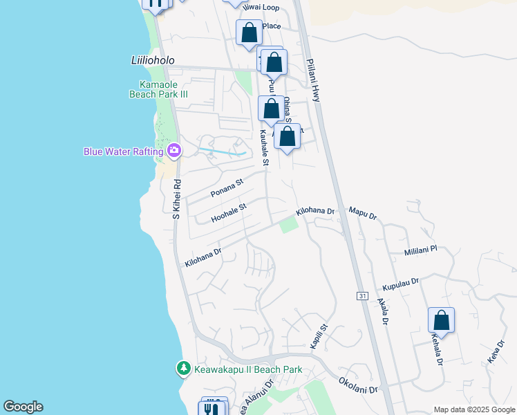 map of restaurants, bars, coffee shops, grocery stores, and more near 60 Ho'olapa Place in Kihei