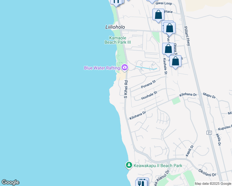map of restaurants, bars, coffee shops, grocery stores, and more near 2936 South Kihei Road in Kihei