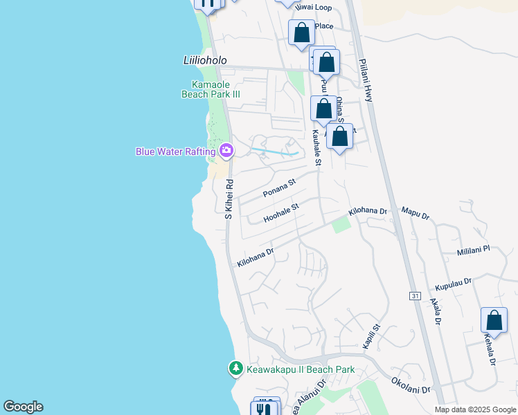 map of restaurants, bars, coffee shops, grocery stores, and more near 61 Ahekolo Street in Kihei