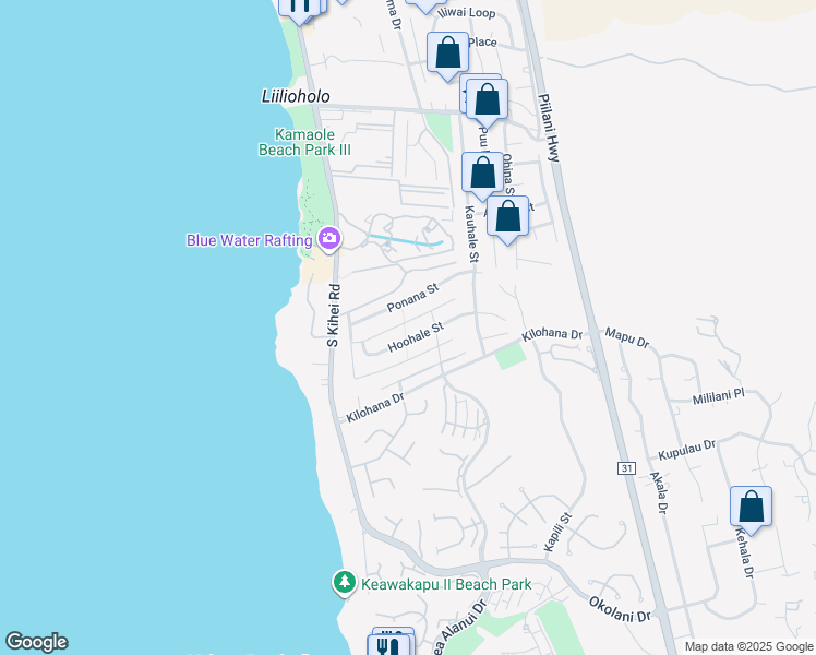 map of restaurants, bars, coffee shops, grocery stores, and more near 98 Ahekolo Street in Kihei