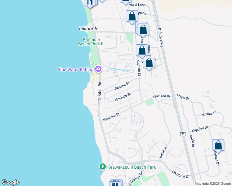 map of restaurants, bars, coffee shops, grocery stores, and more near 79 Ahekolo Street in Kihei