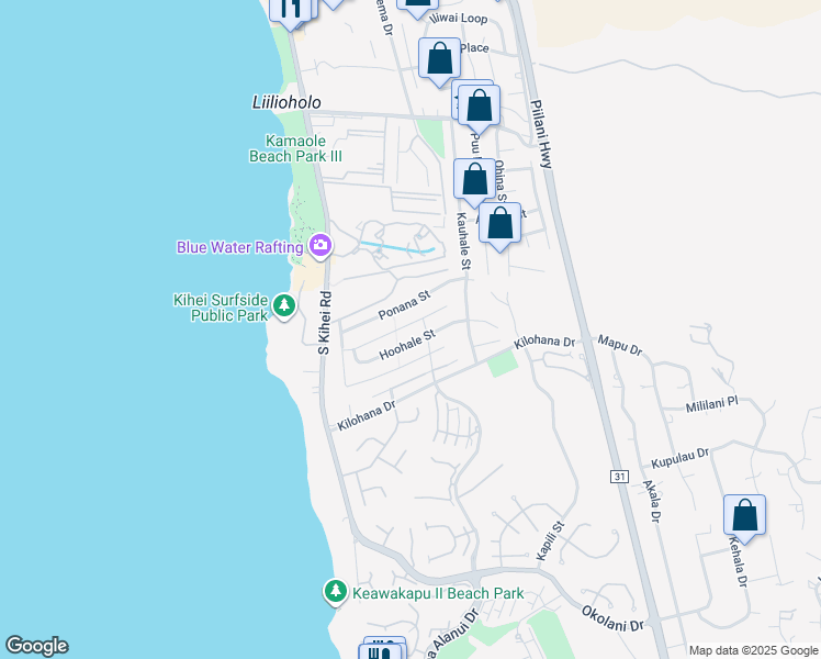 map of restaurants, bars, coffee shops, grocery stores, and more near 114 Ahekolo Street in Kihei