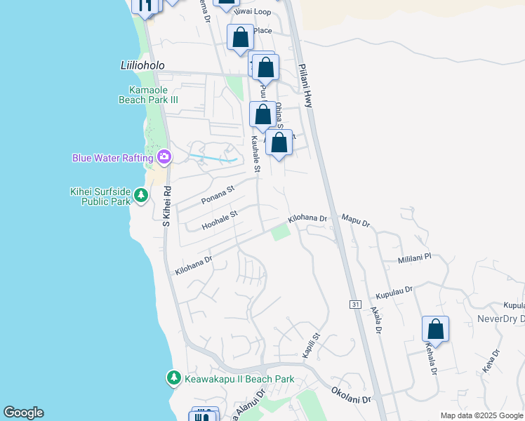 map of restaurants, bars, coffee shops, grocery stores, and more near 2965 Kauhale Street in Kihei