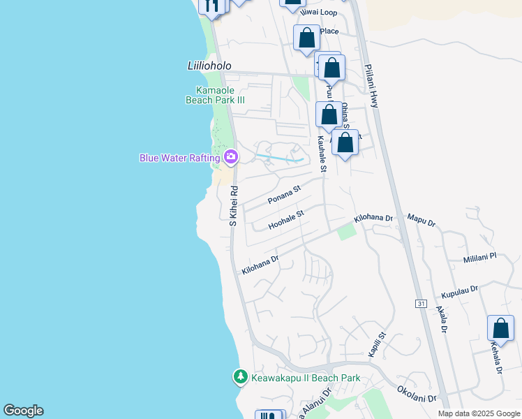 map of restaurants, bars, coffee shops, grocery stores, and more near 56 Ponana Street in Kihei