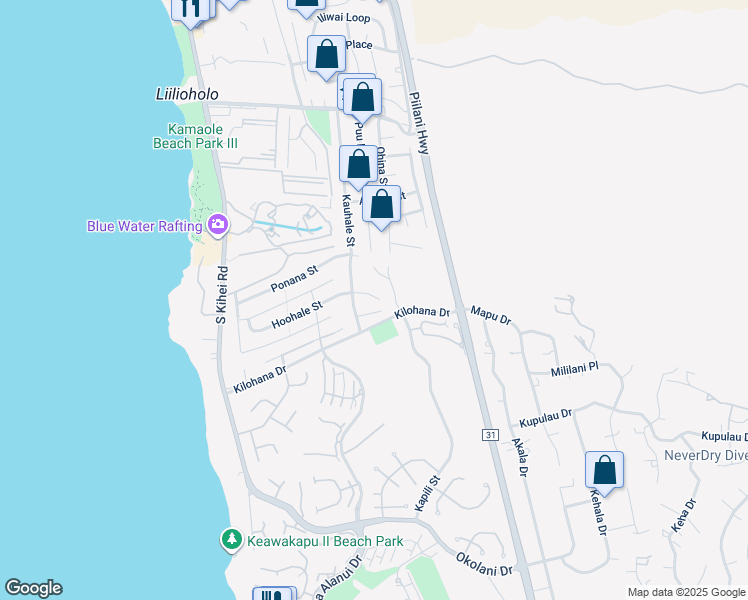 map of restaurants, bars, coffee shops, grocery stores, and more near 234 Hoohale Place in Kihei
