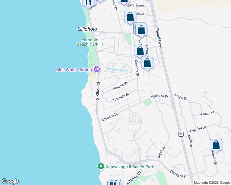 map of restaurants, bars, coffee shops, grocery stores, and more near 85 Ahekolo Street in Kihei