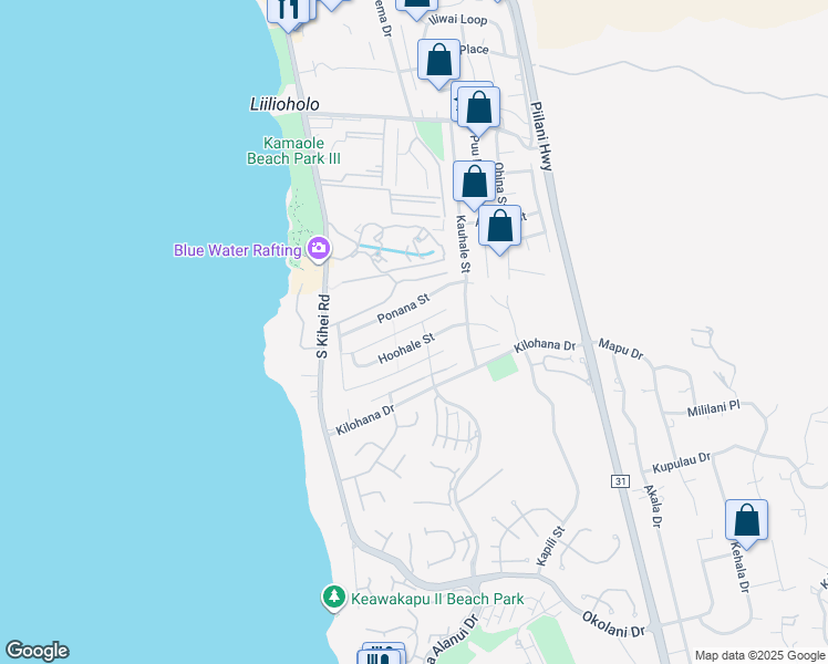 map of restaurants, bars, coffee shops, grocery stores, and more near 120 Ahekolo Street in Kihei