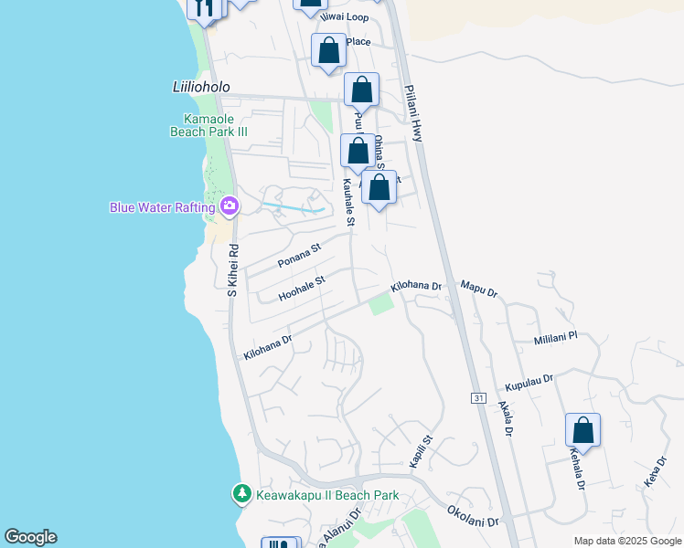 map of restaurants, bars, coffee shops, grocery stores, and more near 158 Hoohale Street in Kihei