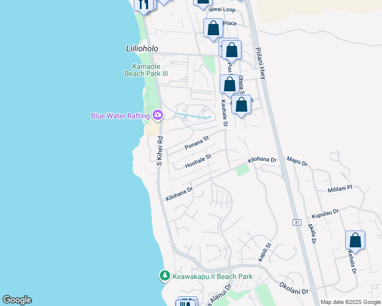 map of restaurants, bars, coffee shops, grocery stores, and more near 91 Ahekolo Street in Kihei
