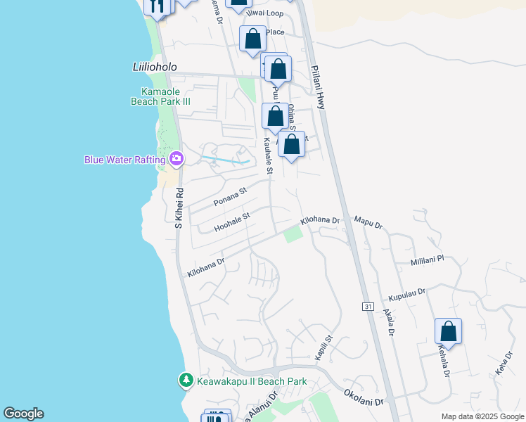 map of restaurants, bars, coffee shops, grocery stores, and more near 158 Hoohale Street in Kihei