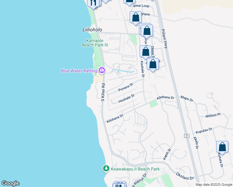 map of restaurants, bars, coffee shops, grocery stores, and more near 62 Ponana Street in Kihei