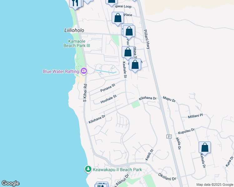 map of restaurants, bars, coffee shops, grocery stores, and more near 137 Hoohale Street in Kihei