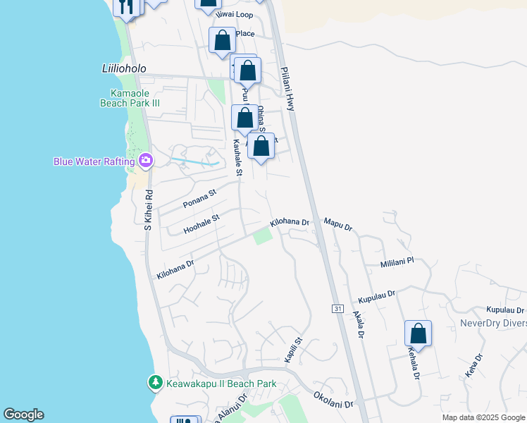 map of restaurants, bars, coffee shops, grocery stores, and more near 255 Hoohale Place in Kihei