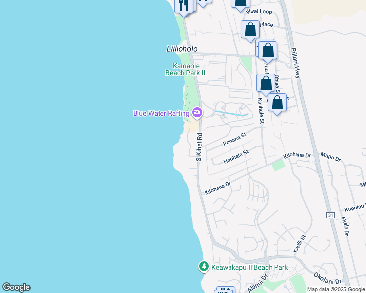 map of restaurants, bars, coffee shops, grocery stores, and more near 2936 South Kihei Road in Kihei