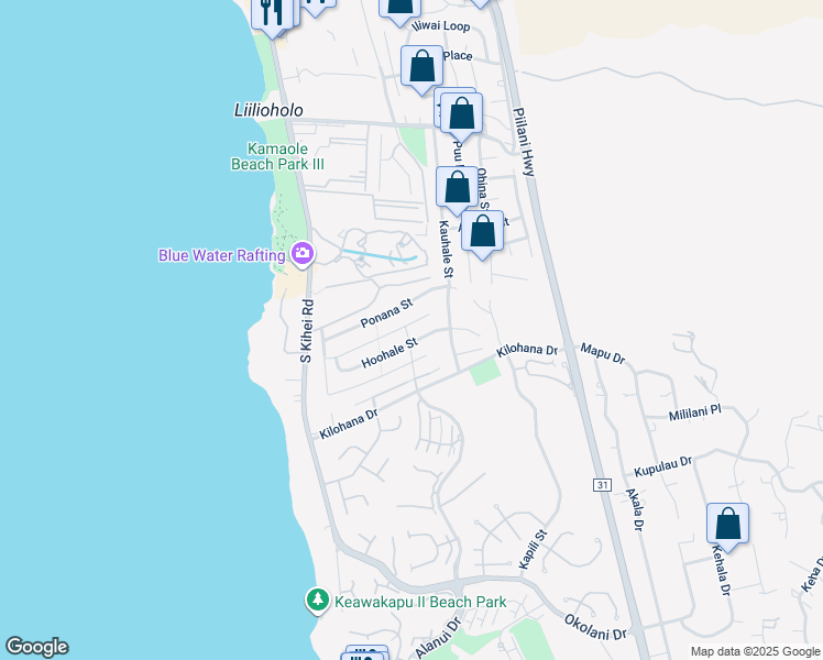 map of restaurants, bars, coffee shops, grocery stores, and more near 142 Ahekolo Place in Kihei