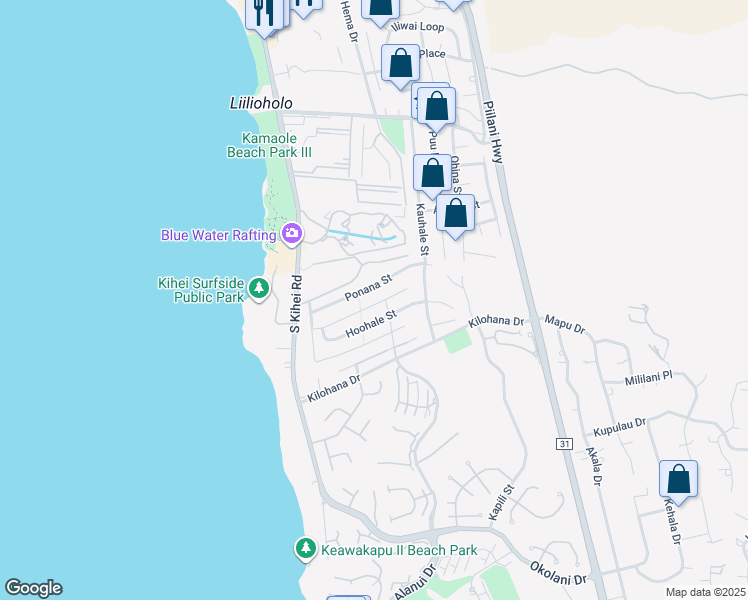 map of restaurants, bars, coffee shops, grocery stores, and more near 119 Ahekolo Street in Kihei