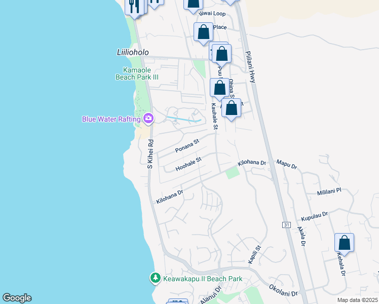 map of restaurants, bars, coffee shops, grocery stores, and more near 119 Ahekolo Street in Kihei