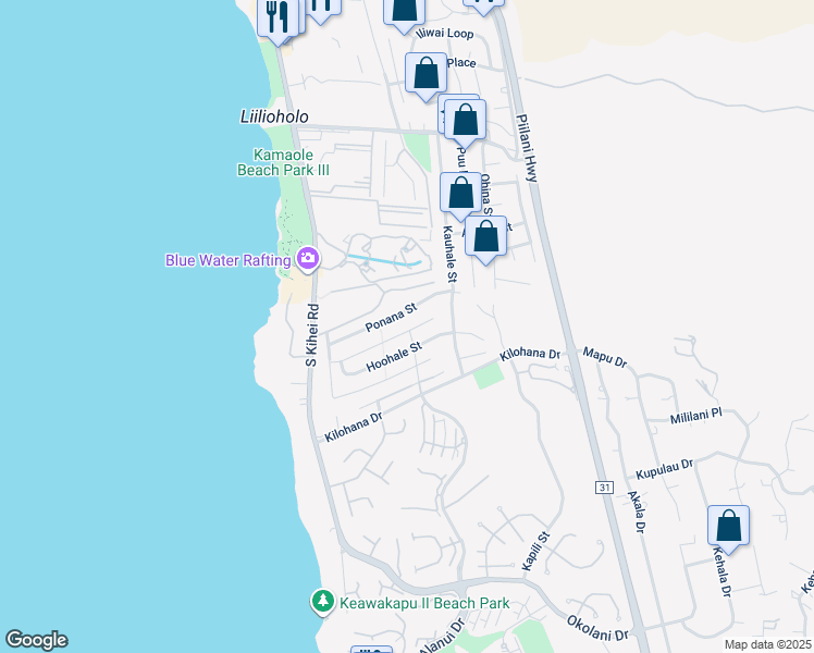 map of restaurants, bars, coffee shops, grocery stores, and more near 135 Ahekolo Street in Kihei
