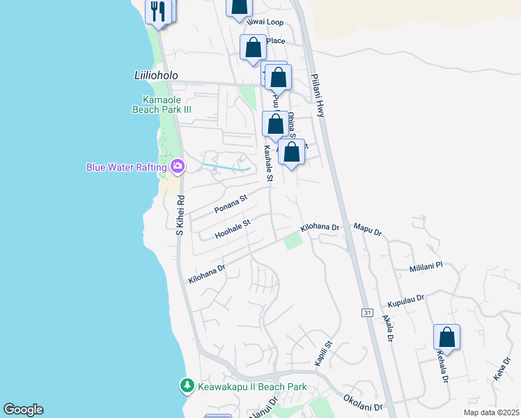 map of restaurants, bars, coffee shops, grocery stores, and more near 164 Ahekolo Place in Kihei