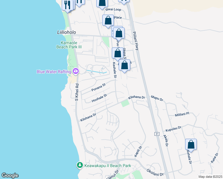 map of restaurants, bars, coffee shops, grocery stores, and more near 164 Ahekolo Place in Kihei
