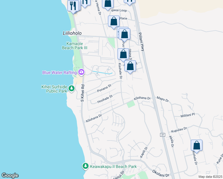 map of restaurants, bars, coffee shops, grocery stores, and more near 151 Ahekolo Place in Kihei