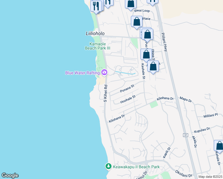 map of restaurants, bars, coffee shops, grocery stores, and more near 3-6 South Kihei Road in Kihei